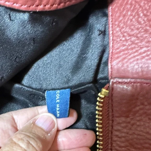 Cole Haan Burgundy Leather Tote with Tassel - Picture 8 of 14